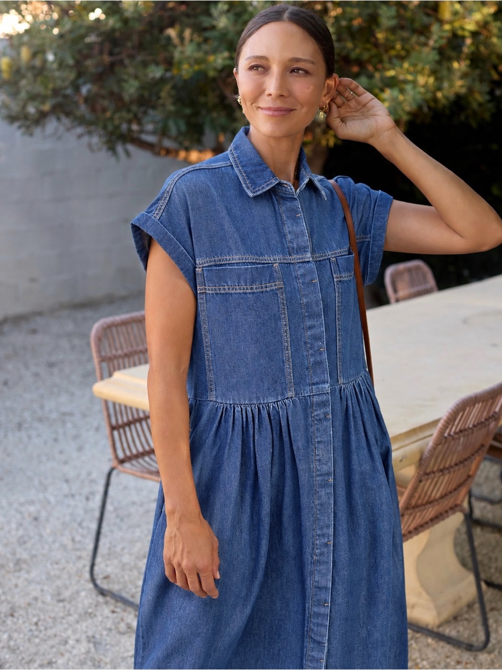 MAYE | 100% Cotton Blue Harper Denim Midi Shirt Dress ~ Large